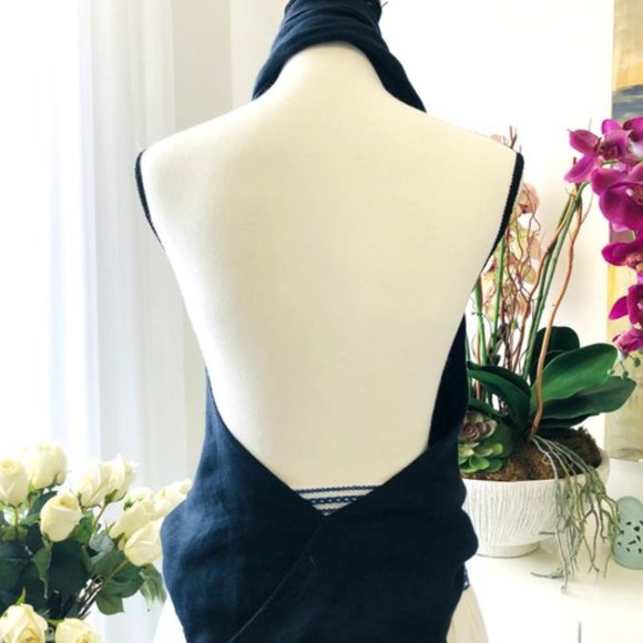 Amazing- Pur Coton Navy Blue Halter Top, Size 2 (xs) - Picture 3 of 5